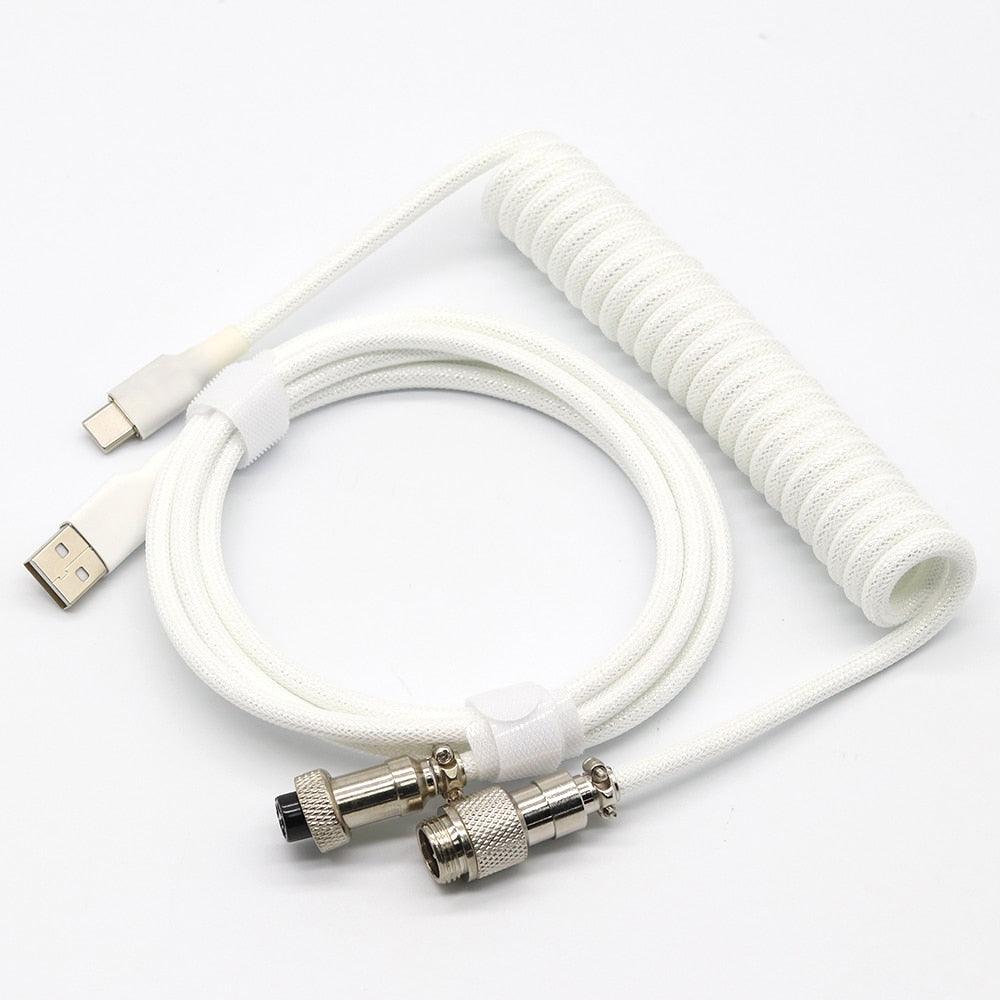 Custom Coiled Mechanical Keyboard Cable Components Custom Keyboards UK White