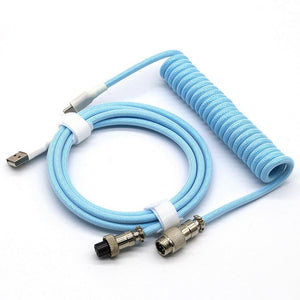 Custom Coiled Mechanical Keyboard Cable Components Custom Keyboards UK Blue