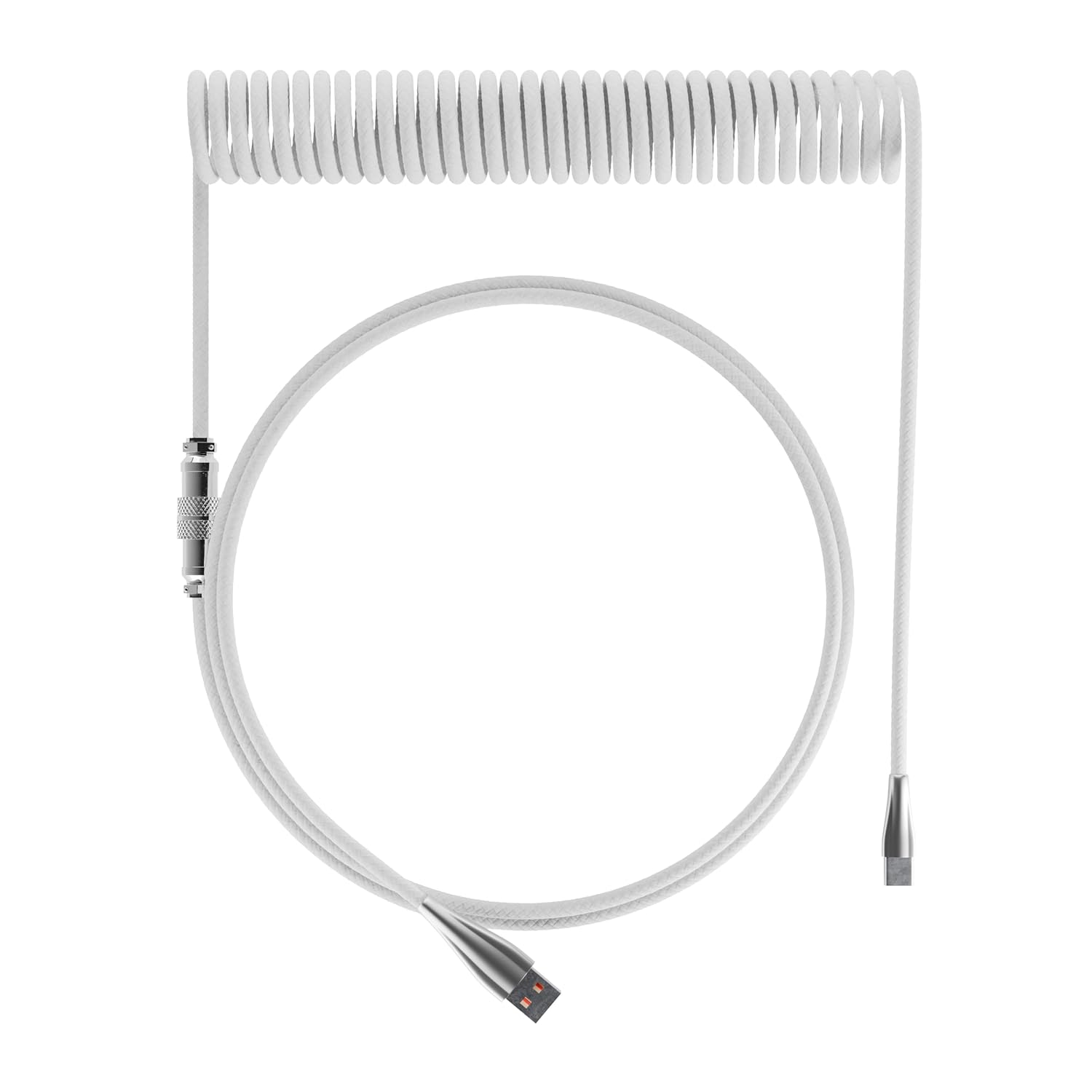 Custom Keyboard Coiled USB-C Cable  Custom Keyboards UK White  