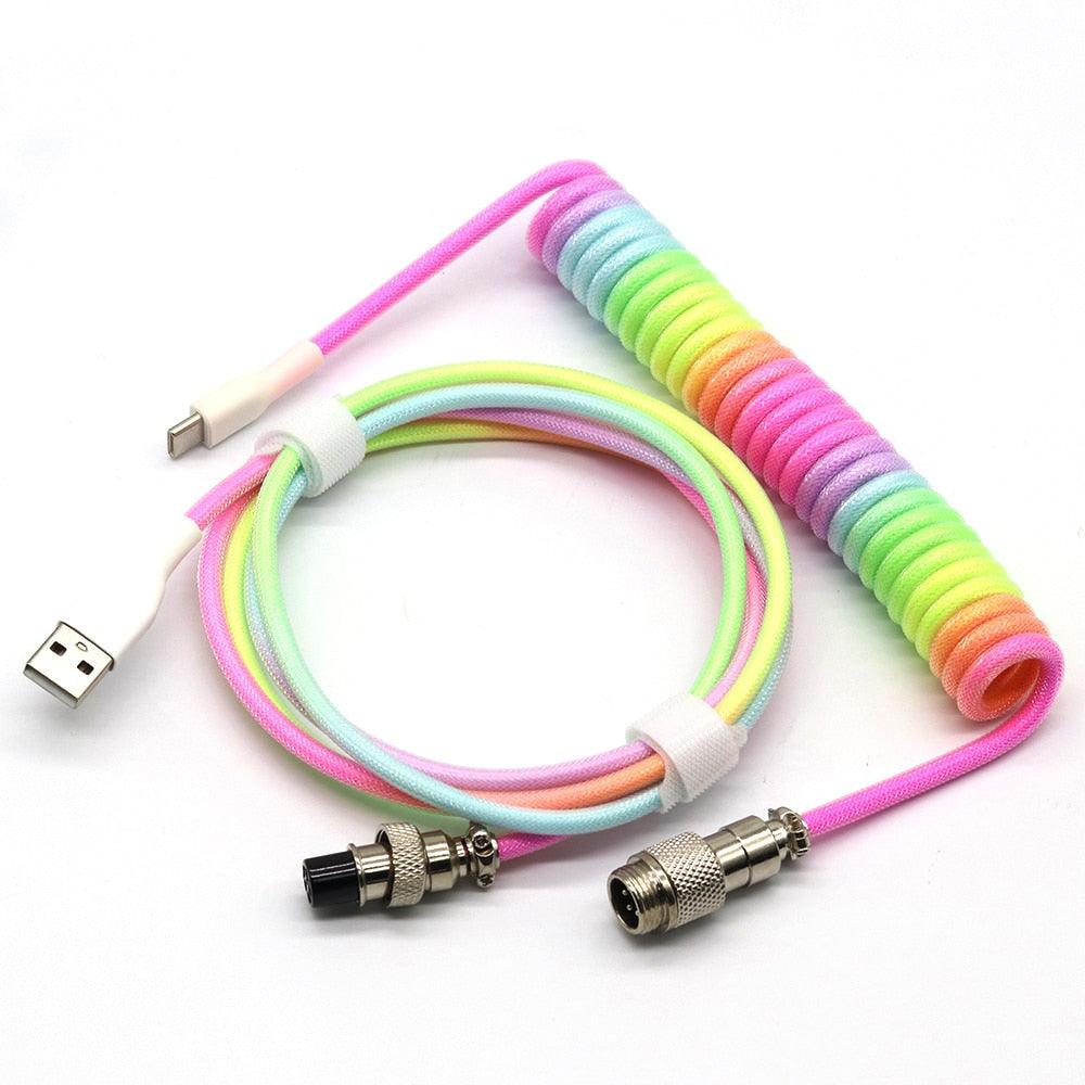 Custom Coiled Mechanical Keyboard Cable Components Custom Keyboards UK Multi-Colour  