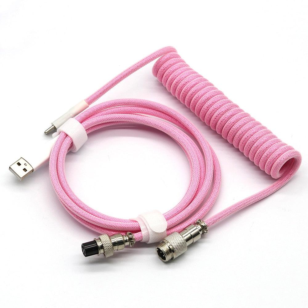 Custom Coiled Mechanical Keyboard Cable Components Custom Keyboards UK Pink  