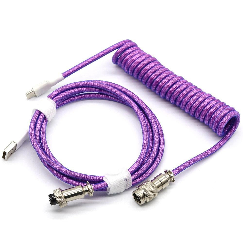 Custom Coiled Mechanical Keyboard Cable Components Custom Keyboards UK Purple  