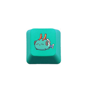 Cute ESC PBT Keycap  Custom Keyboards UK Cyan Smiling Fish  