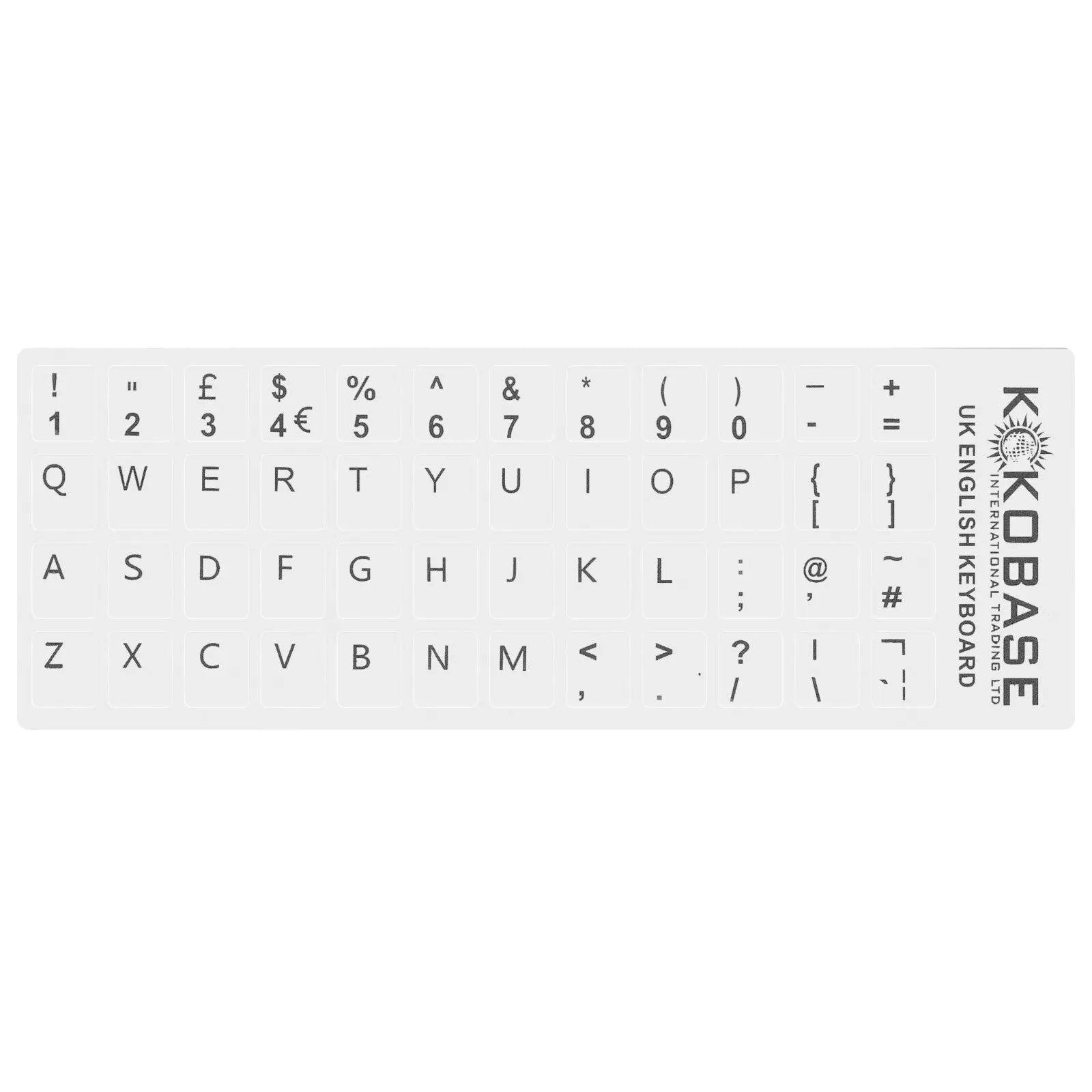 Kokobase® Qwerty English Keyboard Stickers - Self-adhesive UK British Layout Stickers Kokoboase Black