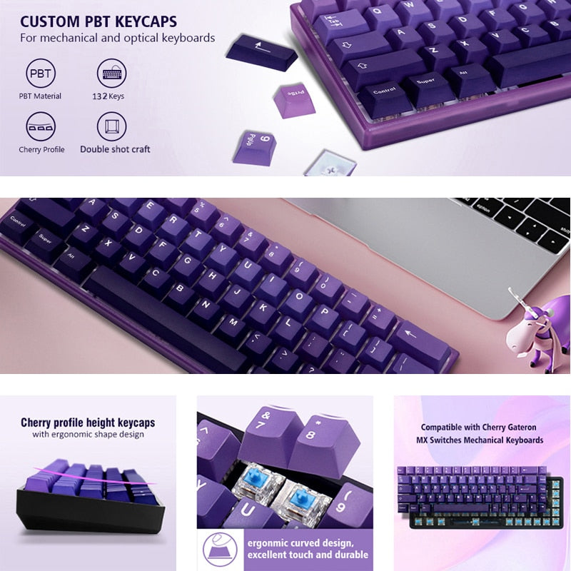 132 Keys Double Shot PBT Keycaps 0 Custom Keyboards UK   