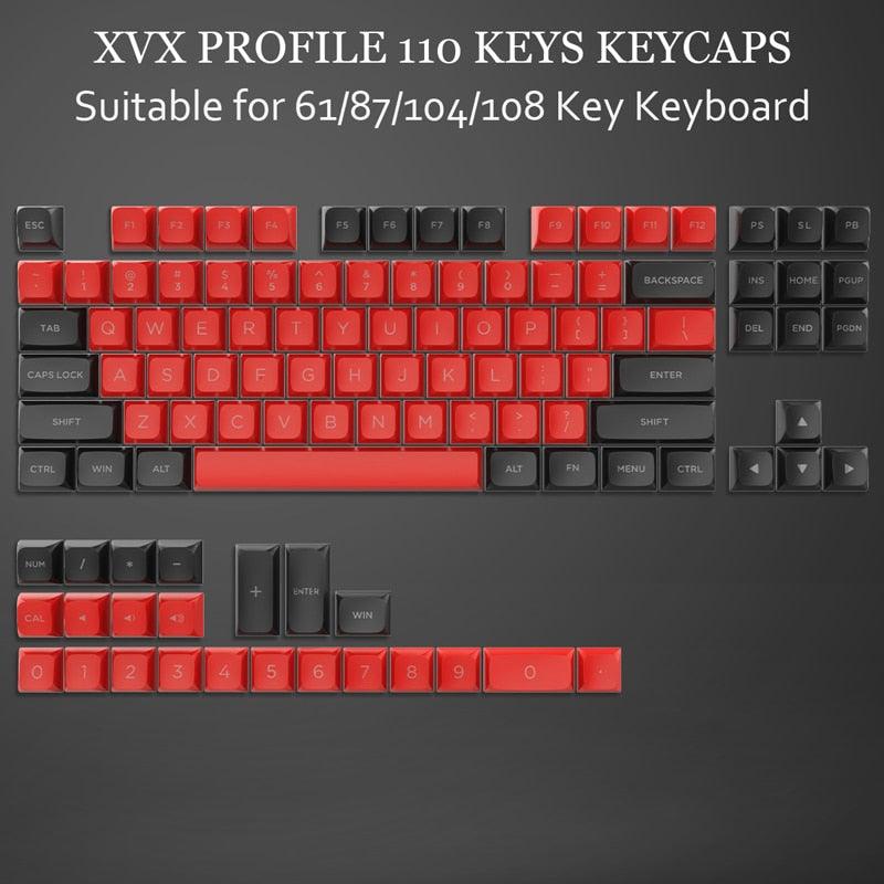 184/104 Key PBT Double-shot Keycaps (XVX Profile)  Custom Keyboards UK 110 Key Red Black  