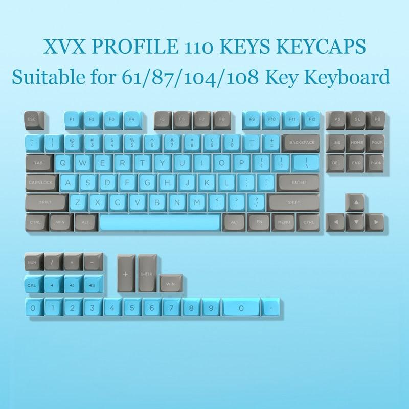 184/104 Key PBT Double-shot Keycaps (XVX Profile)  Custom Keyboards UK 110 Key Blue Grey  